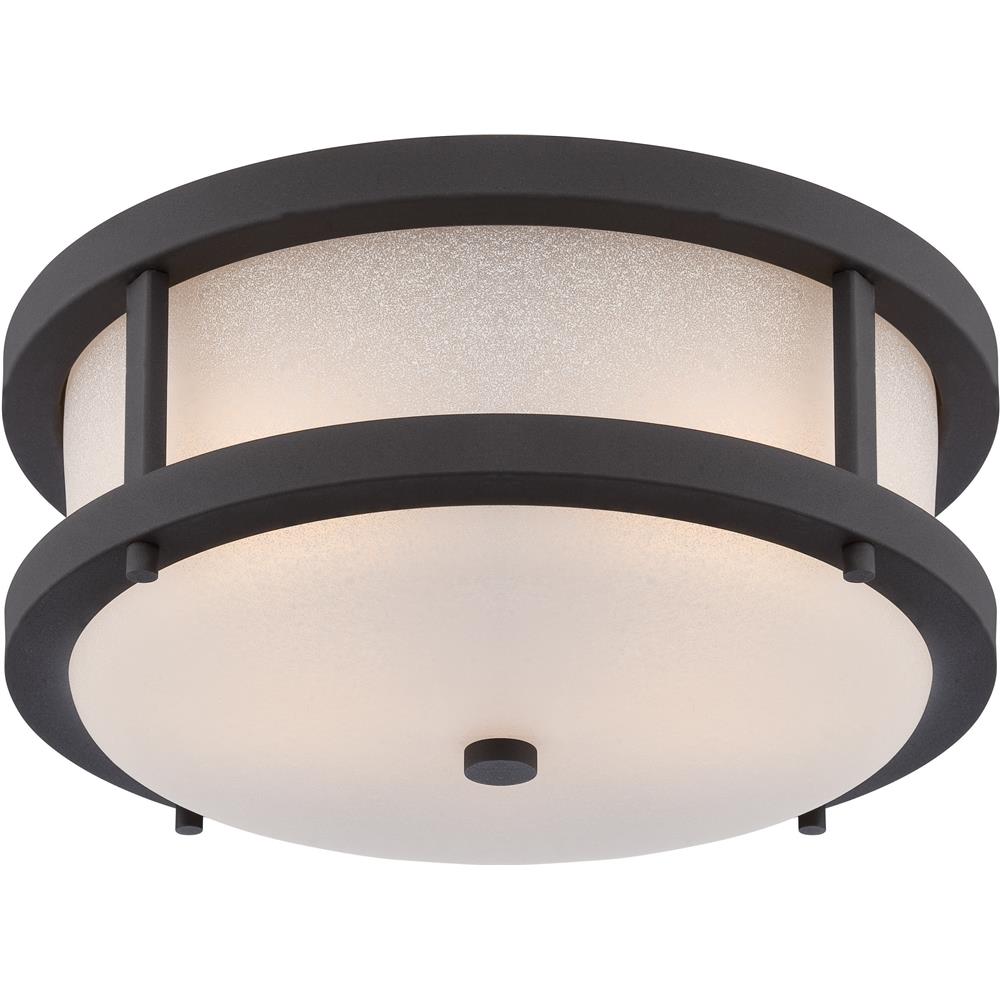 Nuvo Lighting 62/653  Willis - LED Outdoor Flush Fixture with Antique White Glass in Textured Black Finish